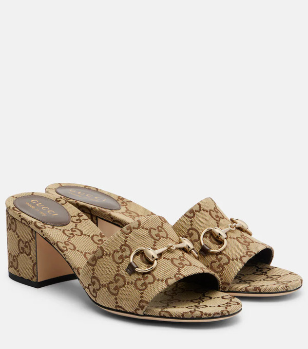  Gucci Gucci Horsebit Gg Canvas Mules 
