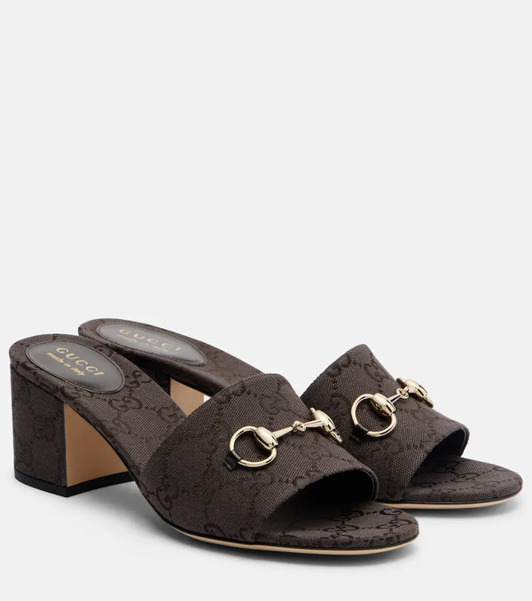  Gucci Gucci Horsebit Gg Canvas Mules 