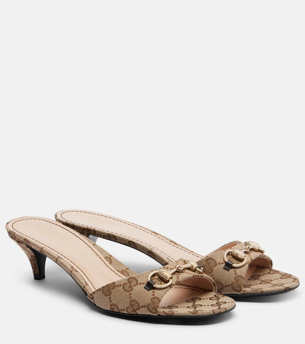  Gucci Gucci Horsebit Gg Canvas Mules 