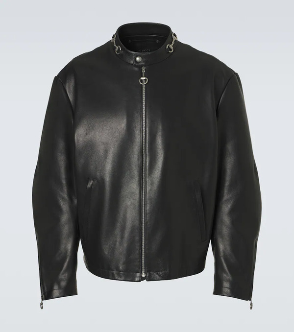  Gucci Gucci Horsebit Leather Jacket 