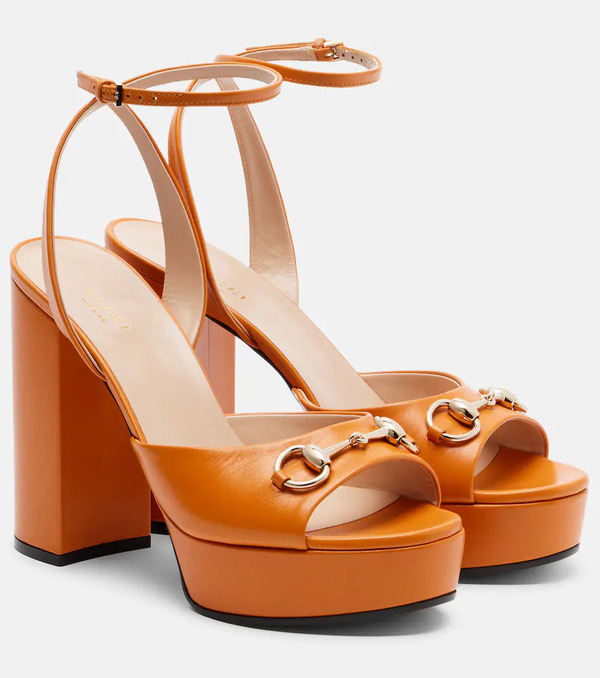  Gucci Gucci Horsebit Leather Platform Sandals 