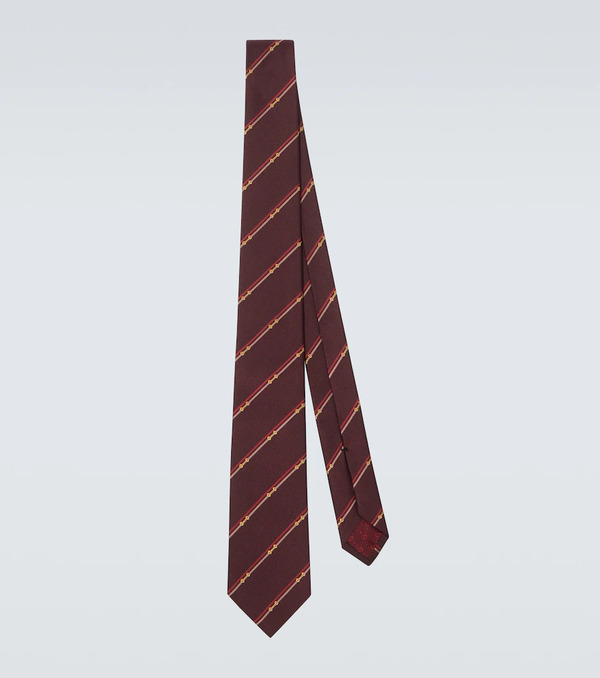  Gucci Gucci Horsebit Silk Jacquard Tie 