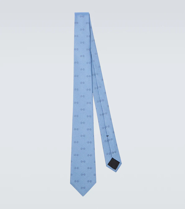  Gucci Gucci Horsebit Silk Jacquard Tie 