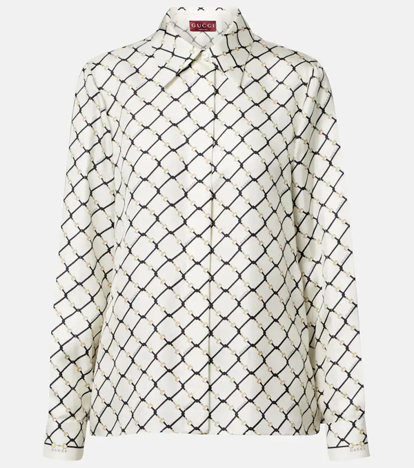  Gucci Gucci Gucci Horsebit Silk Twill Shirt 