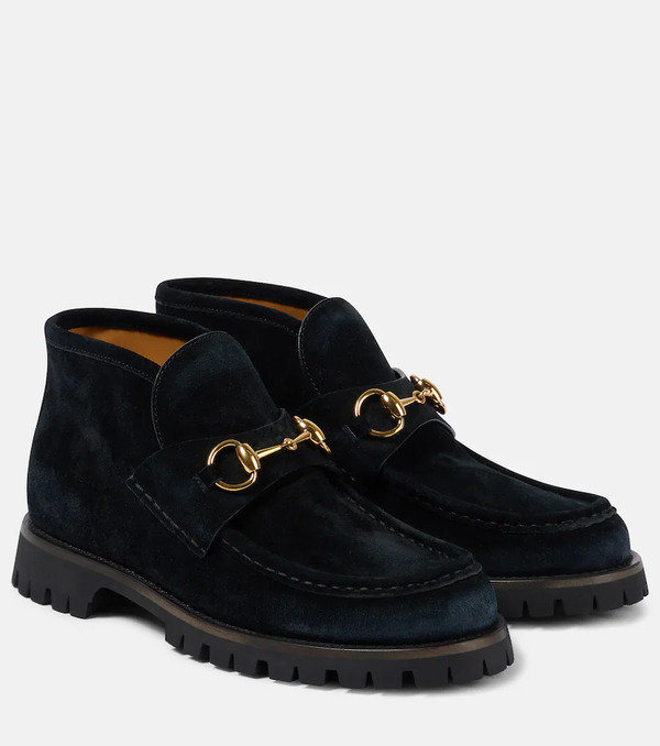 Gucci Gucci Horsebit Suede Ankle Boots 