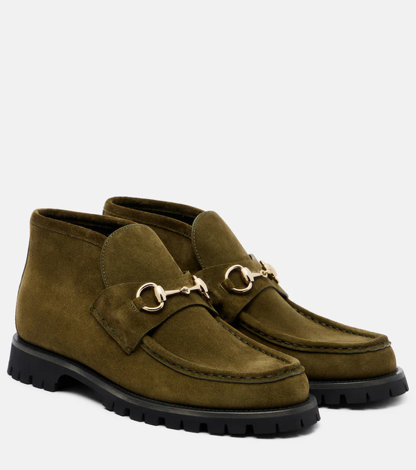  Gucci Gucci Horsebit Suede Ankle Boots 