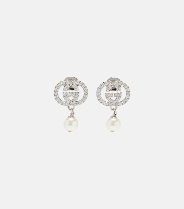  Gucci Gucci Interlocking G Embellished Drop Earrings 