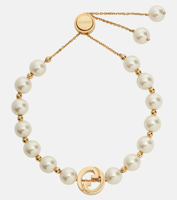  Gucci Gucci Interlocking G Faux Pearl Bracelet 