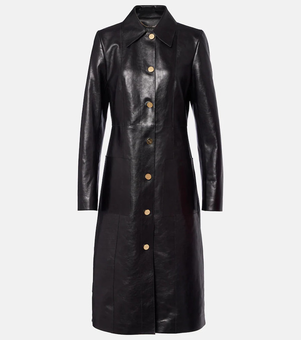  Gucci Gucci Interlocking G Leather Coat 