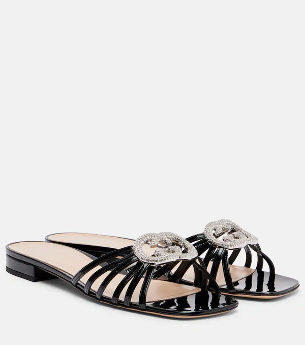  Gucci Gucci Interlocking G Patent Leather Sandals 
