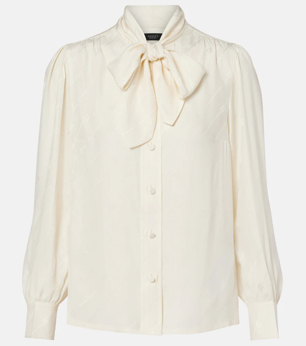  Gucci Gucci Interlocking G Silk Crãªpe Satin Blouse 