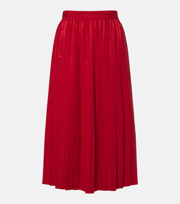  Gucci Gucci Interlocking G Silk Jacquard Midi Skirt 