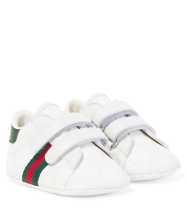  Gucci Kids Gucci Kids Baby Leather-trimmed Booties 