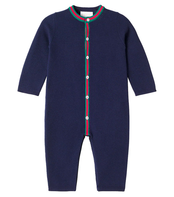  Gucci Kids Gucci Kids Baby Web Stripe Cotton-blend Onesie 