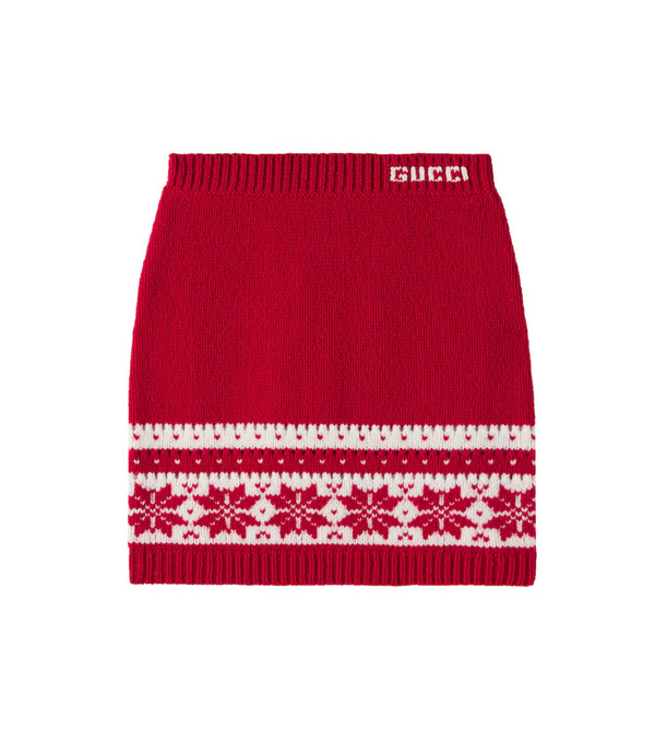 Gucci Kids Gucci Kids Fair Isle Wool Skirt 
