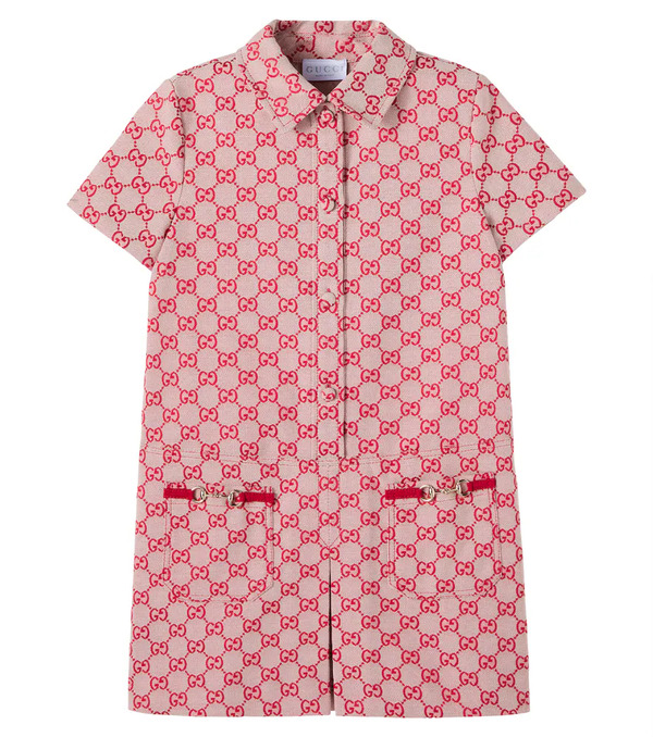  Gucci Kids Gucci Kids Gg Cotton-blend Canvas Dress 