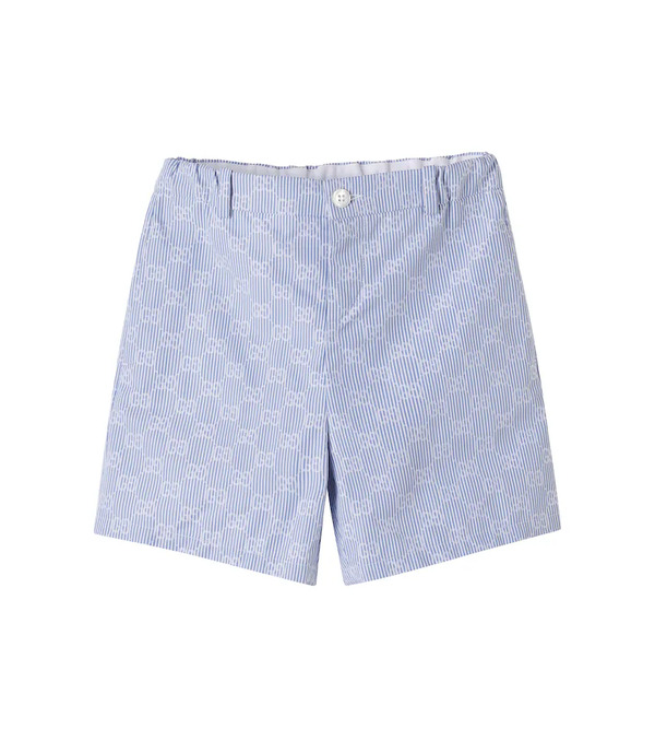  Gucci Kids Gucci Kids Gg Striped Cotton Poplin Bermuda Shorts 