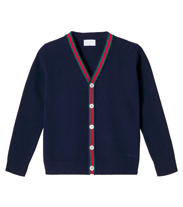  Gucci Kids Gucci Kids Web Stripe Cotton-blend Cardigan 