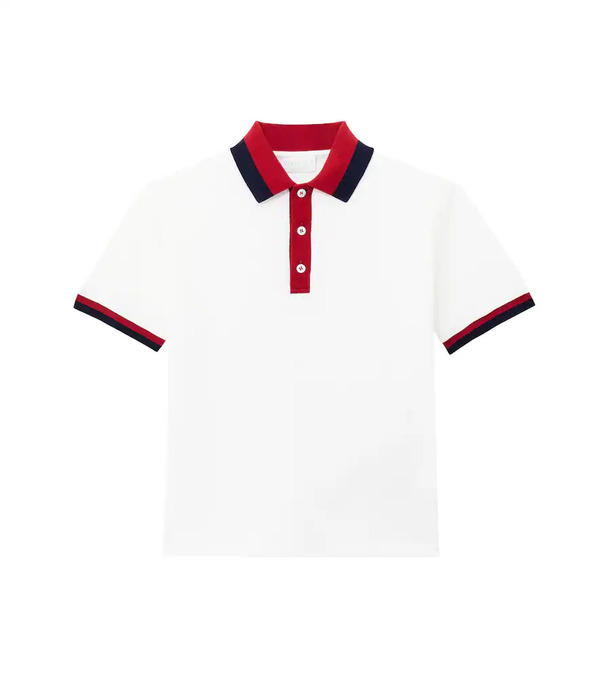  Gucci Kids Gucci Kids Web Stripe Cotton-blend Polo Shirt 
