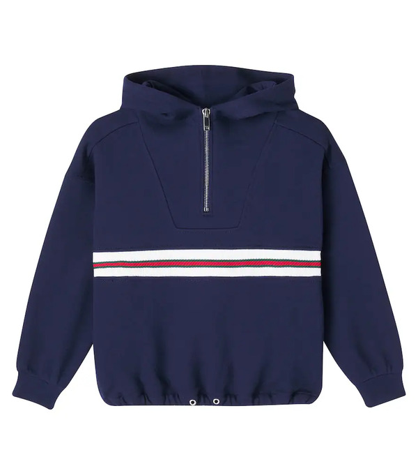  Gucci Kids Gucci Kids Web Stripe Cotton Half-zip Hoodie 