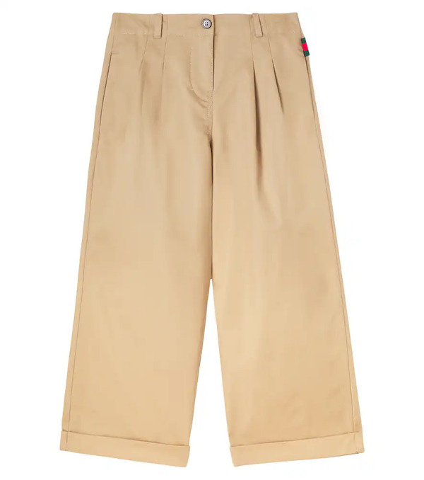  Gucci Kids Gucci Kids Web Stripe Cotton Twill Pants 