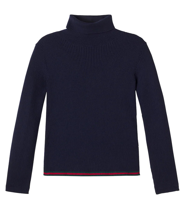  Gucci Kids Gucci Kids Web Stripe Wool Turtleneck Sweater 