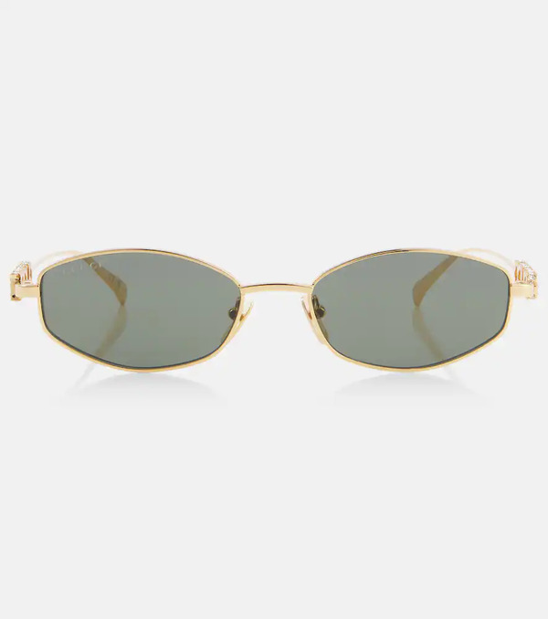  Gucci Gucci Logo Embellished Oval Sunglasses 