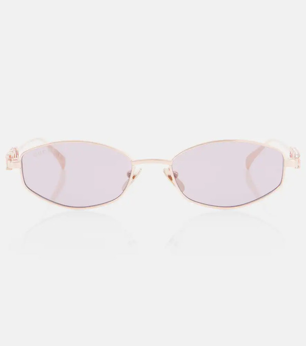  Gucci Gucci Logo Embellished Oval Sunglasses 