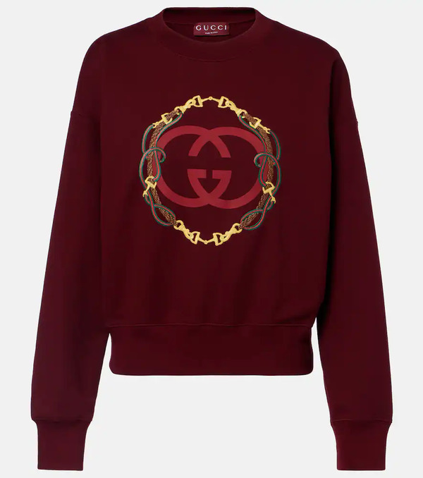  Gucci Gucci Logo Embroidered Cotton Sweatshirt 