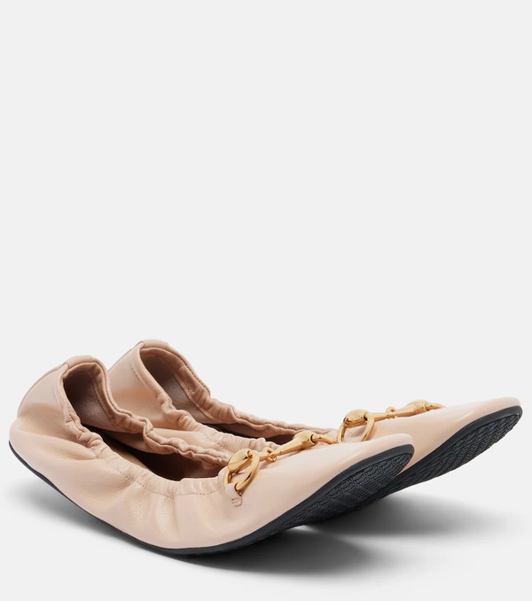  Gucci Gucci Prima Horsebit Leather Ballet Flats 