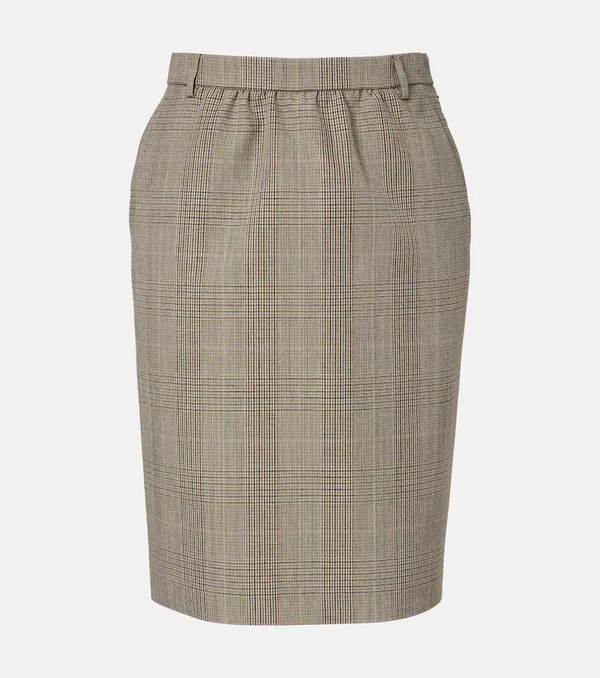  Gucci Gucci Prince Of Wales Check Wool Pencil Skirt 
