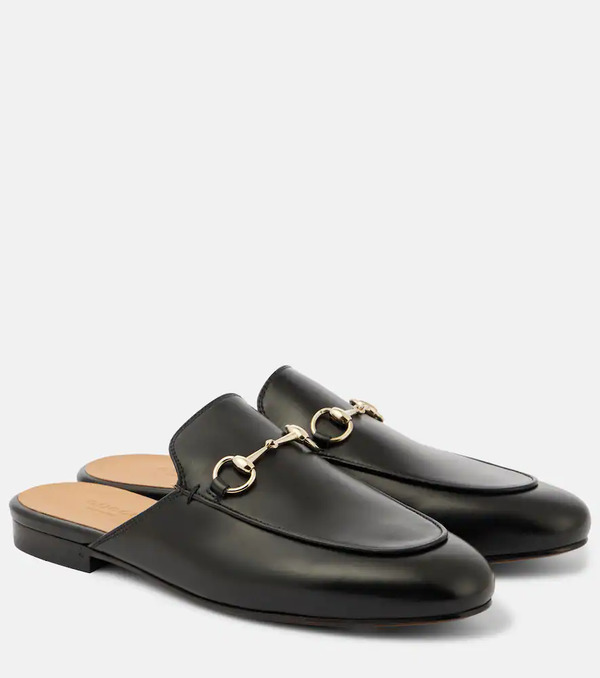  Gucci Gucci Princetown Horsebit Gg Leather Mules 