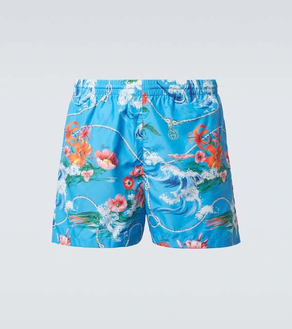  Gucci Gucci Printed Poplin Swim Trunks 