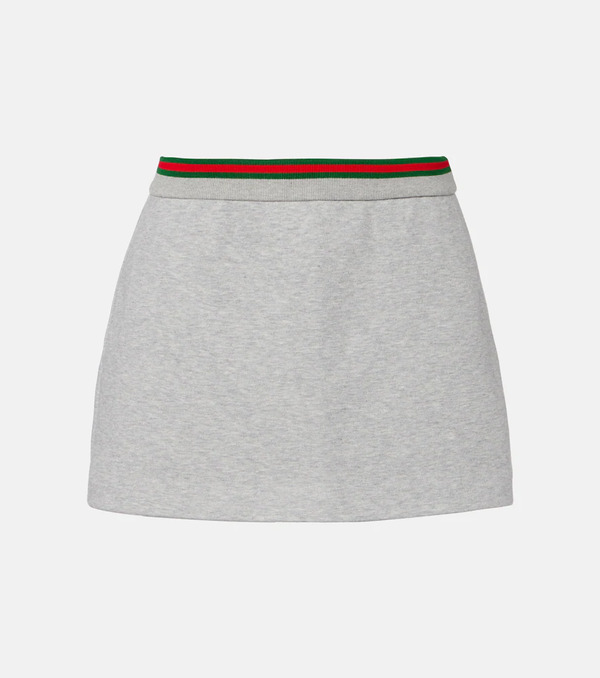  Gucci Gucci Web Stripe Cotton-blend Jersey Miniskirt 