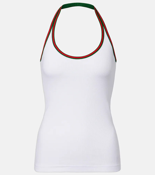  Gucci Gucci Web Stripe Cotton-blend Jersey Top 