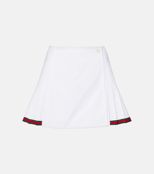  Gucci Gucci Web Stripe Cotton Poplin Miniskirt 