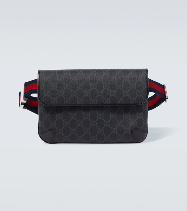  Gucci Gucci Web Stripe Gg Canvas Leather-trimmed Belt Bag 