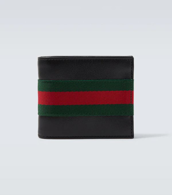  Gucci Gucci Web Trademark Leather Bifold Wallet 