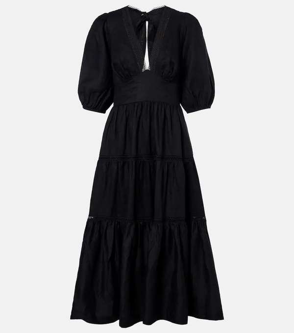  Heidi Klein Heidi Klein Meteora Lace-trimmed Linen Midi Dress 