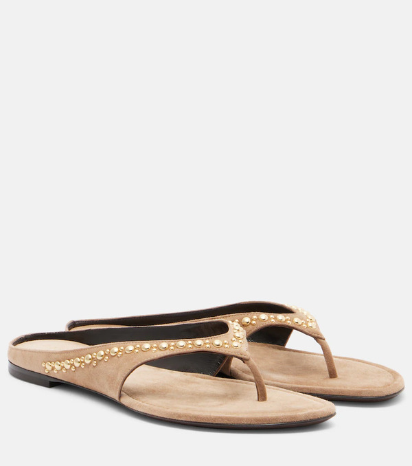  Herbert Levine Herbert Levine Sun-kissed Embellished Suede Thong Sandals 