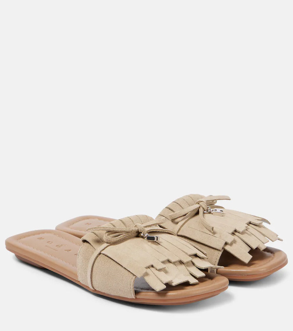  Hogan Hogan H685 Fringed Suede Slides 
