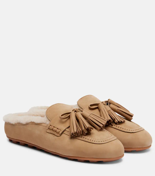  Hogan Hogan Hogan H693 Shearling-lined Leather Mules 