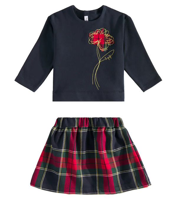  Il Gufo Il Gufo Checked Top And Skirt Set 