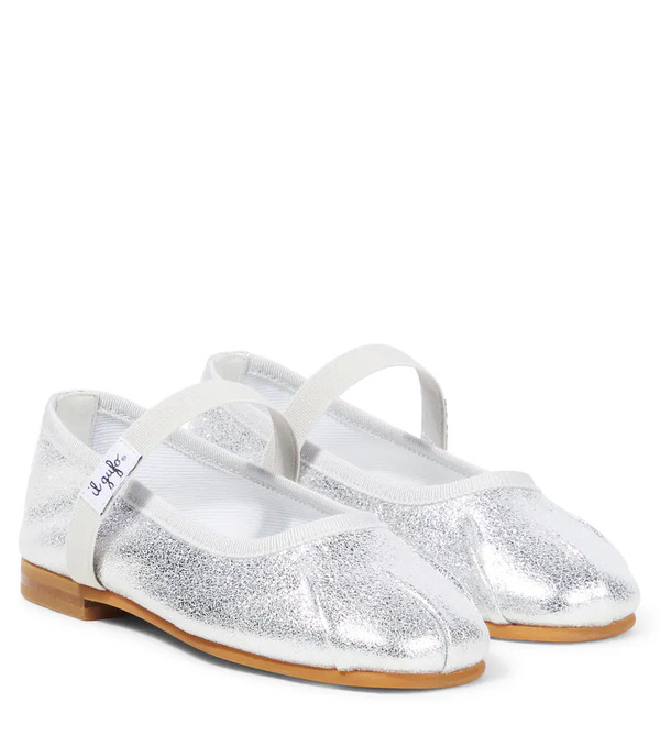  Il Gufo Il Gufo Metallic Leather Ballet Flats 