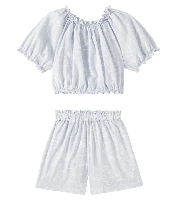  Il Gufo Il Gufo Printed Cotton Top And Shorts Set 