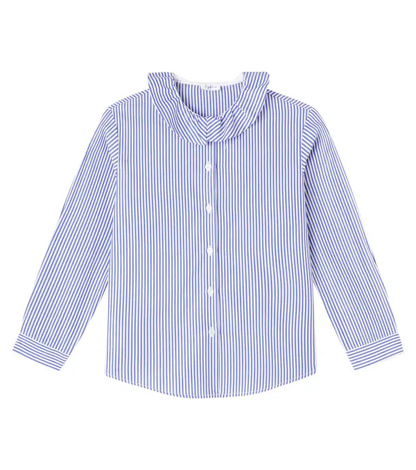  Il Gufo Il Gufo Ruffled Striped Cotton Poplin Shirt 