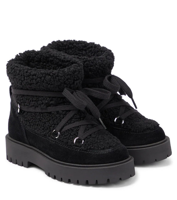  Il Gufo Il Gufo Suede-trimmed Faux Shearling Ankle Boots 