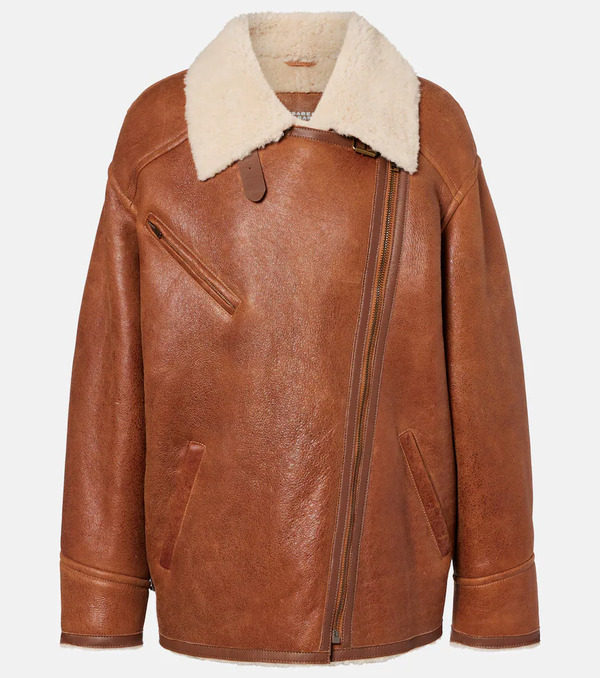  Isabel Marant Isabel Marant Adelina Shearling-trimmed Leather Jacket 