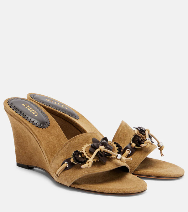  Isabel Marant Isabel Marant Anee Embellished Suede Wedge Mules 