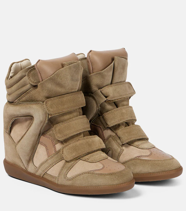  Isabel Marant Isabel Marant Bekett Leather And Suede Wedge Sneakers 
